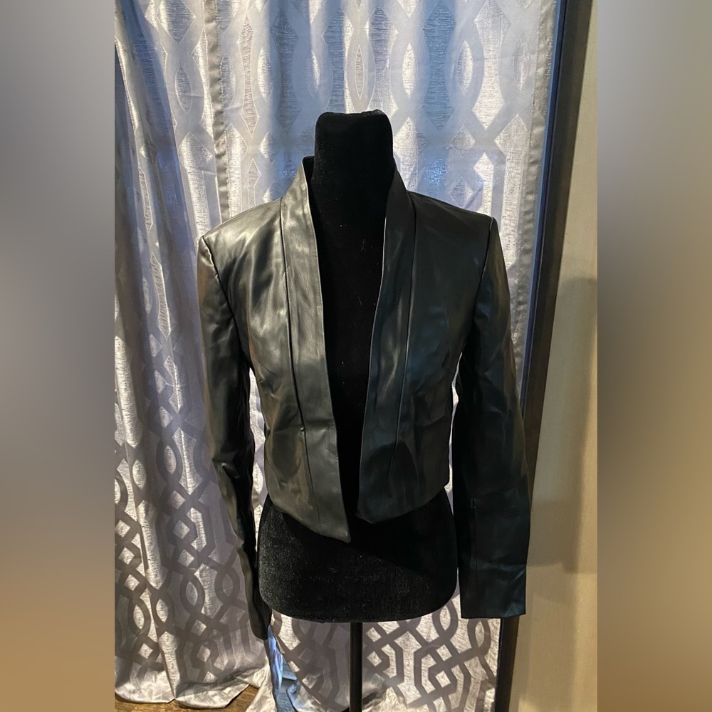 Tahari Elegant Black Women's Faux Leather Jacket Size XS NWT